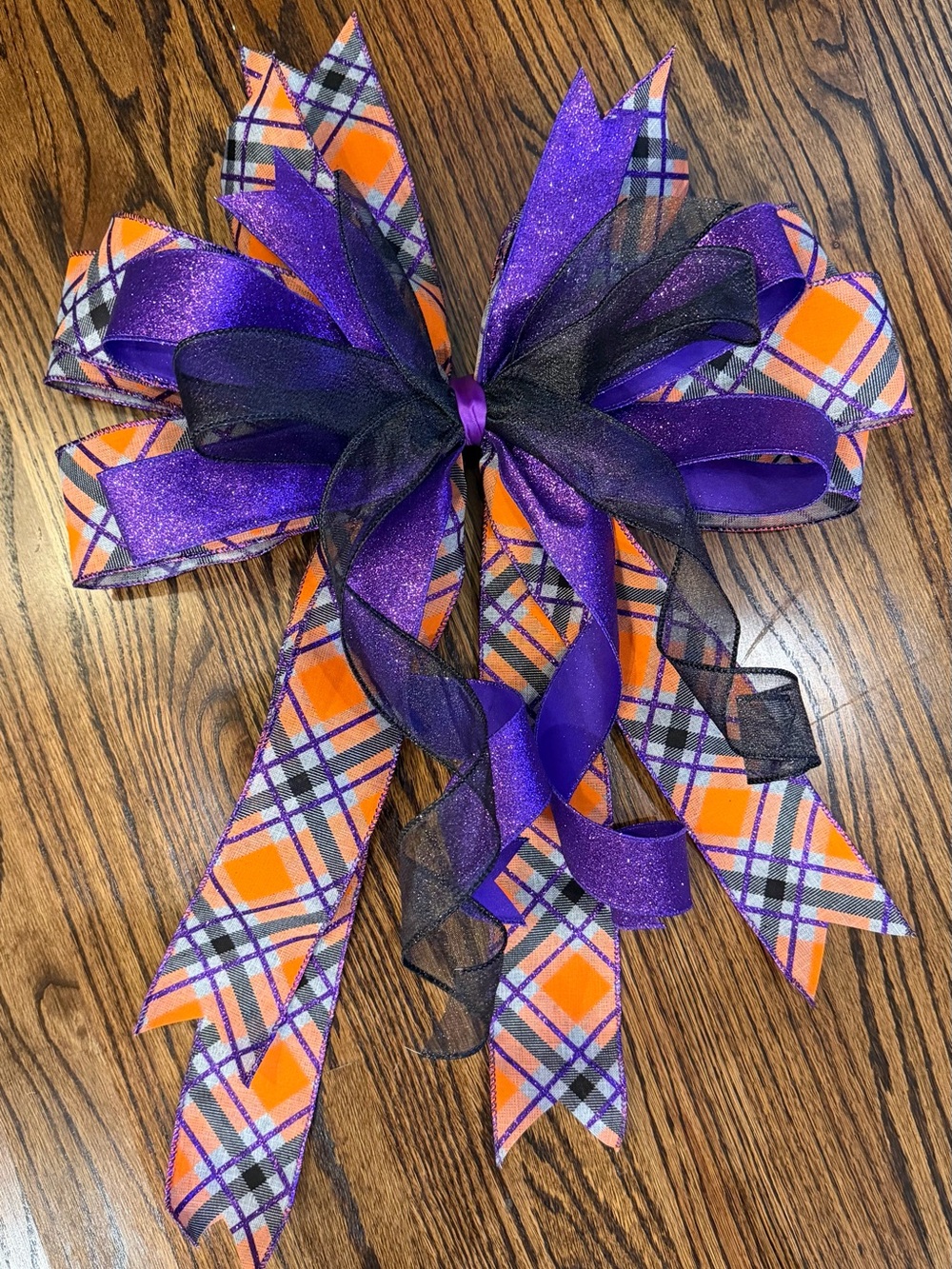Purple & Orange Plaid Party Bow - Home Party Supplies